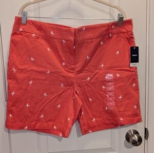 NWT IZOD Calypso Coral Flamingo‎ Print Bar Harbor Short Size 14